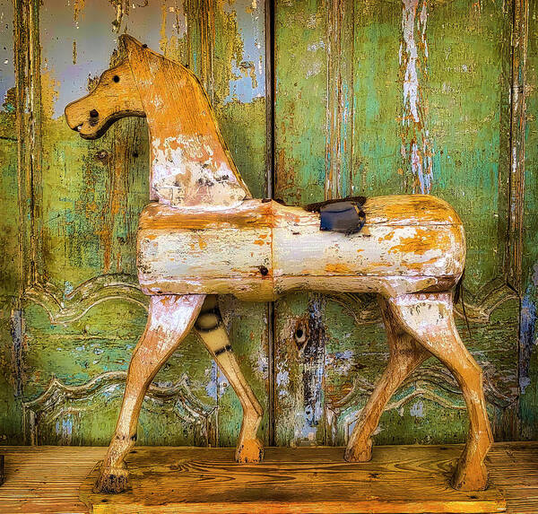 Wooden Poster featuring the photograph Wooden Antique French Horse by Garry Gay