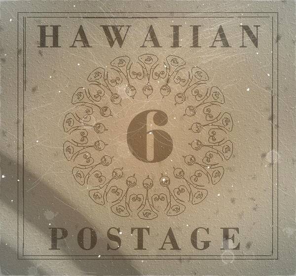 Hawaii Poster featuring the digital art 1866 Hawaii Banner Postage - 6 Cts. GrayEdition - Mail Art Post by Fred Larucci