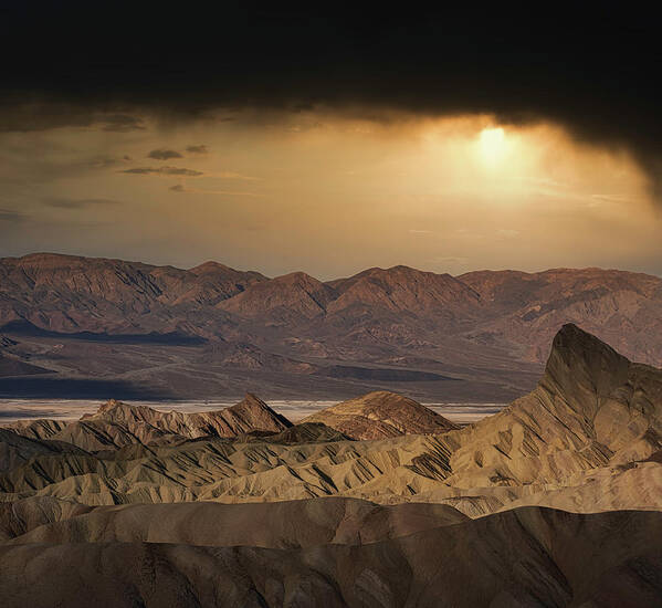 Landscape Poster featuring the photograph Golden Desert Storm by Romeo Victor