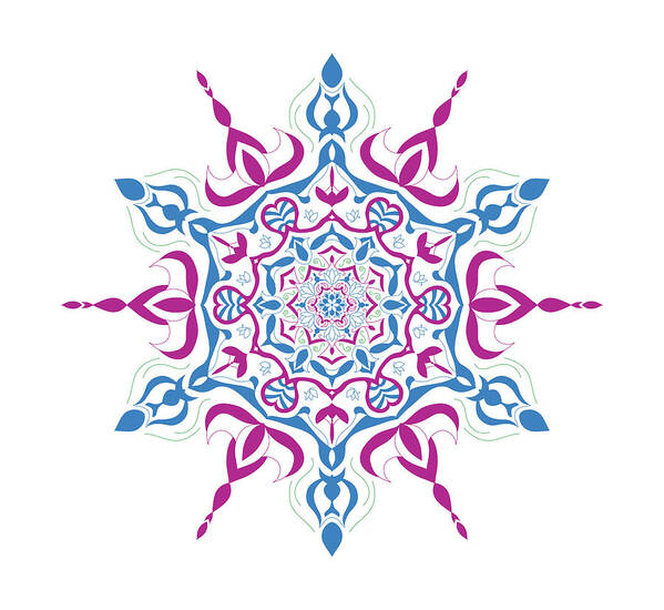 Mandala Poster featuring the digital art Mandala of Genie Wishes by Angie Tirado