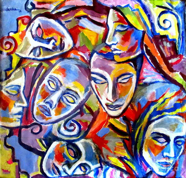 Affordable Original Paintings Poster featuring the painting Mascarade by Helena Wierzbicki