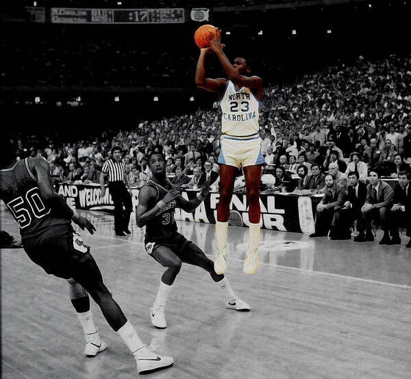 North Carolina Tar Heels Poster featuring the mixed media Michael Jordan Last Shot by Brian Reaves