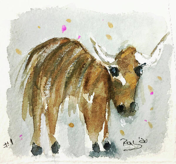 Cow Poster featuring the painting Mini Cow 1 by Roxy Rich