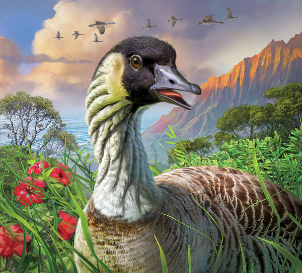 Bird Poster featuring the digital art Nene by Mark Fredrickson