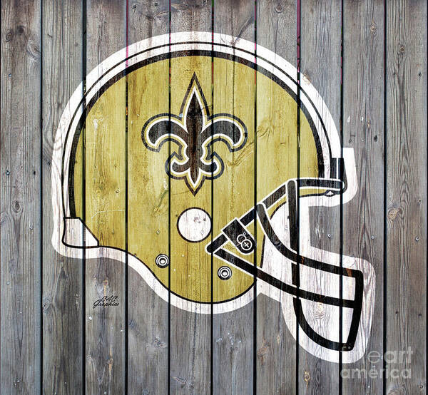 New Orleans Saints Poster featuring the digital art New Orleans Saints Wood Helmer by CAC Graphics