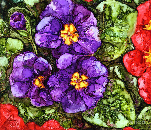 Primroses Poster featuring the painting Primroses II #1 by Vicki Baun Barry