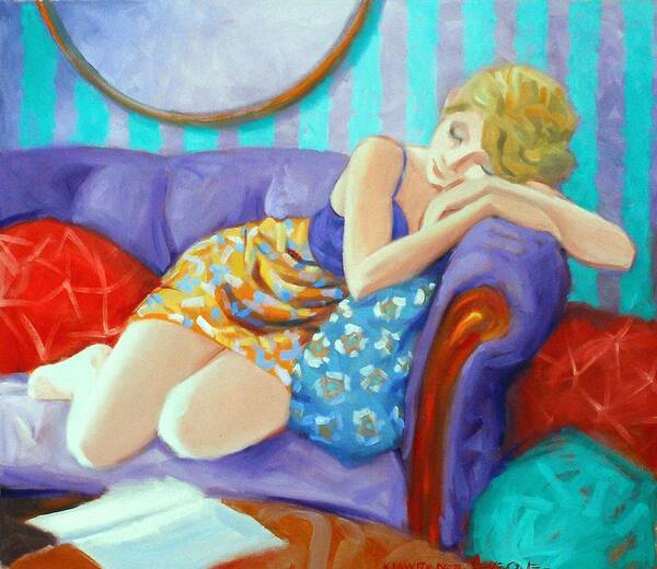 Figure Poster featuring the painting Purple Couch by Kevin Leveque