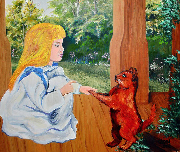 Girl And Kitten Poster featuring the painting The Dance Lesson #1 by Karon Melillo DeVega