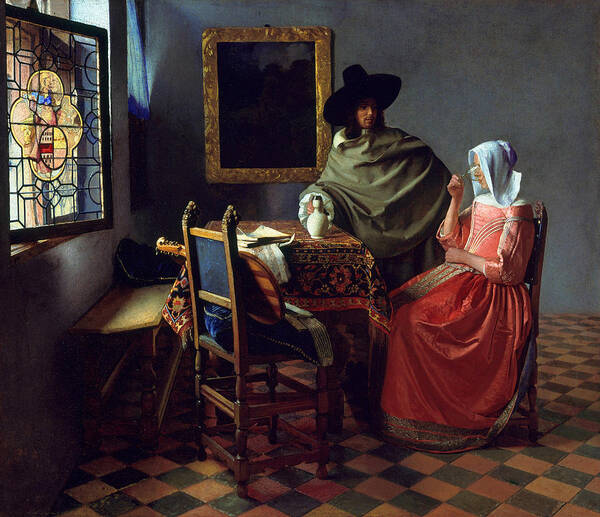 Johannes Vermeer Poster featuring the painting The Glass of Wine #1 by Johannes Vermeer