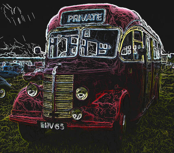 Bus Poster featuring the digital art 1940s Red Bus Digital Art by John Colley