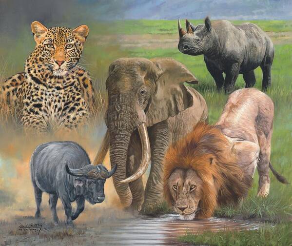 Africa Poster featuring the painting Africa's Big Five by David Stribbling