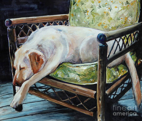 Yellow Labrador Retriever Poster featuring the painting Afternoon Nap by Molly Poole
