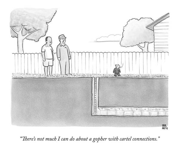 Rodent Poster featuring the drawing An Exterminator And Home-owner Look by Paul Noth