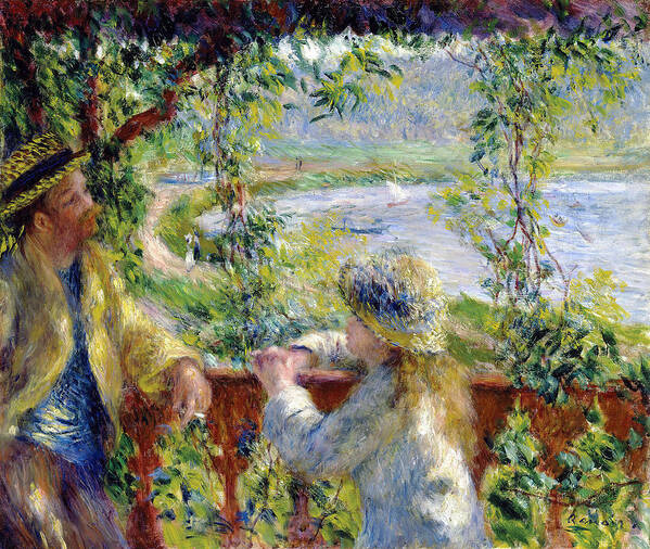By The Water Poster featuring the digital art By The Water by Pierre Auguste Renoir