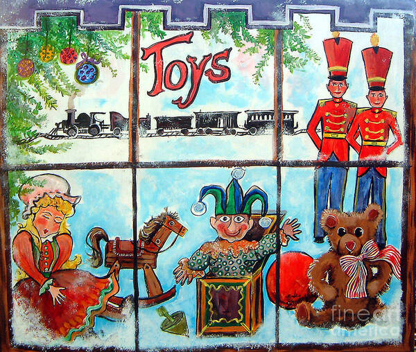 Christmas Poster featuring the painting Christmas Window by Linda Shackelford