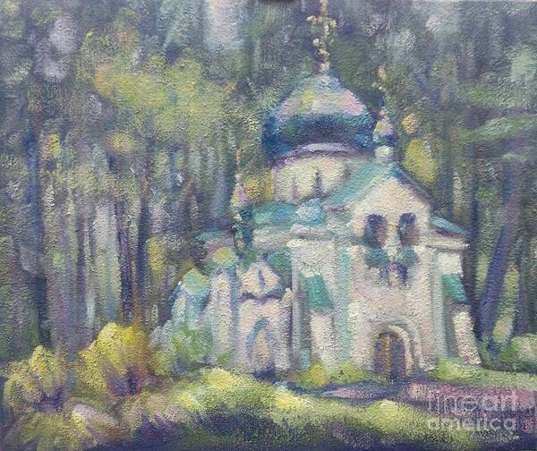 Landscape Poster featuring the painting Church Of Our Saviour. Abramtsevo. Sketch by Ivan KRUTOYAROV