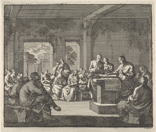 1700 Poster featuring the drawing Early Christian Community Listening To A Reading by Quint Lox