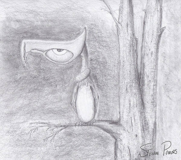 Graphite Poster featuring the drawing Fantasy Crow by Steven Powers SMP