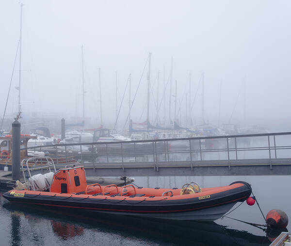 Anstruther Poster featuring the photograph Fog in Marina II by Elena Perelman