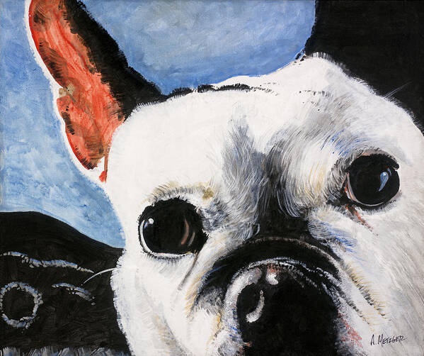 Bulldog Poster featuring the painting French Bulldog in car by Alan Metzger