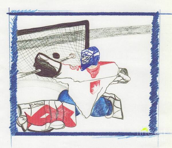First Star Art Poster featuring the drawing Goalie by jrr by First Star Art