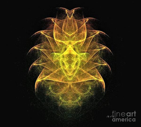 Golden Pineapple - Fractal Poster featuring the digital art Golden Pineapple - Fractal by Maria Urso