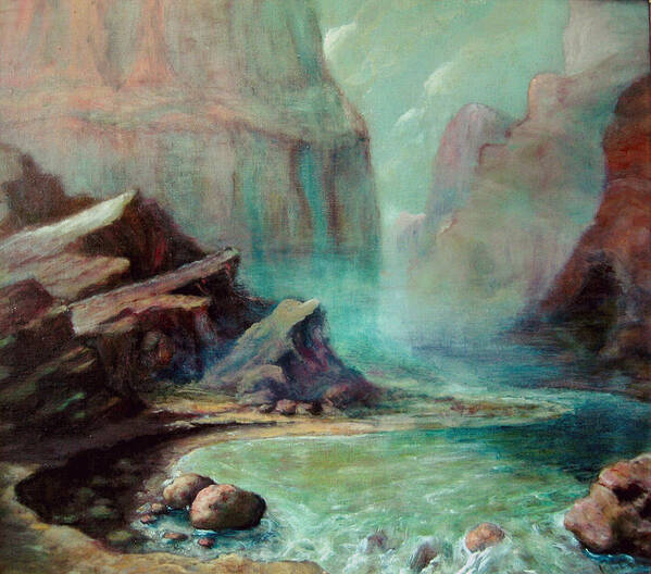  Poster featuring the painting Green River by Kitty Meekins