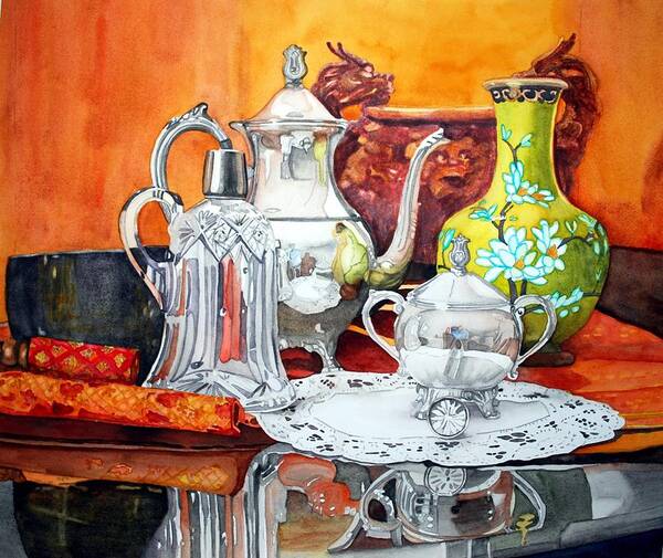 Watercolor Poster featuring the painting Half Past Tea by Gerald Carpenter