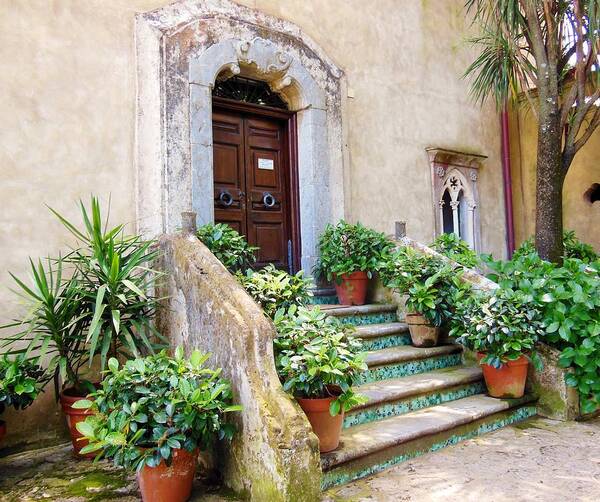 Ravello Poster featuring the photograph Italian Door and Staircase in Ravello by Marilyn Dunlap