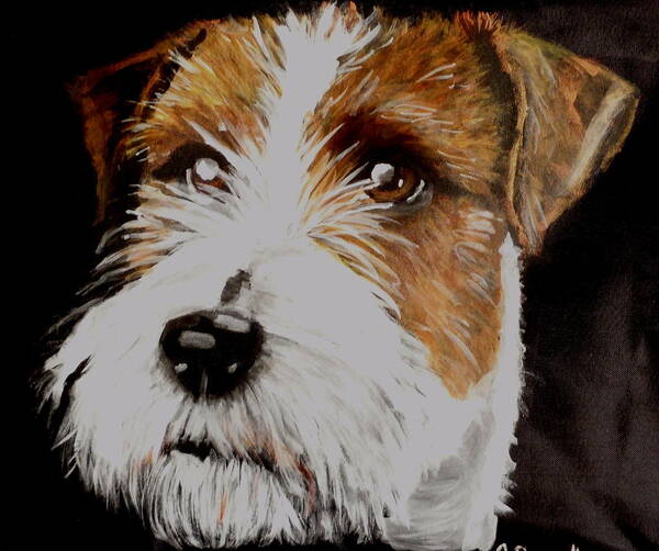 Close Up Jack Russell Poster featuring the painting Karl by Carol Russell