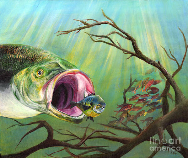 Large Mouth Bass and Clueless Fish Poster