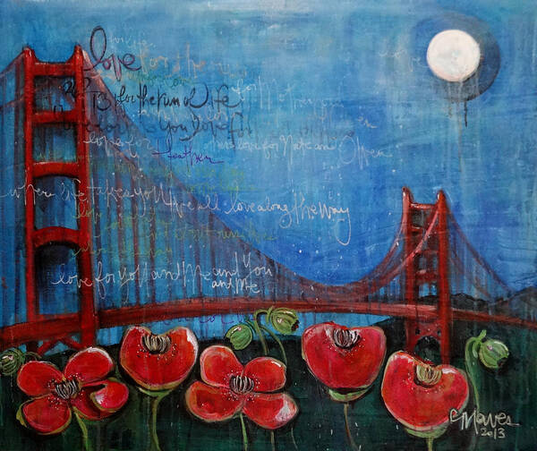 San Francisco Poster featuring the painting Love for San Francisco by Laurie Maves ART