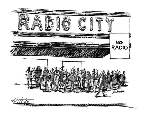 (radio City Music Hall With Sign That Says Poster featuring the drawing New Yorker May 16th, 1994 by Mischa Richter