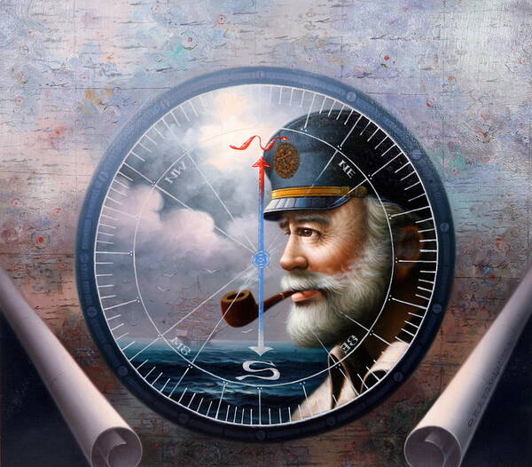 Sea Captain Poster featuring the painting Imperishable Map Captain 6 by Yoo Choong Yeul