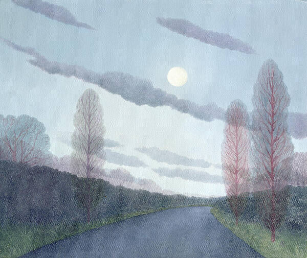 River Poster featuring the photograph Pale Moon, 2002 Oil On Canvas by Ann Brain