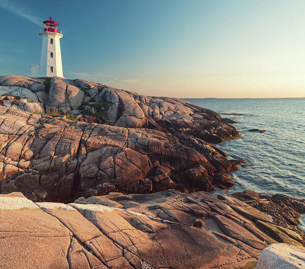 Water's Edge Poster featuring the photograph Peggys Cove Light by Shaunl