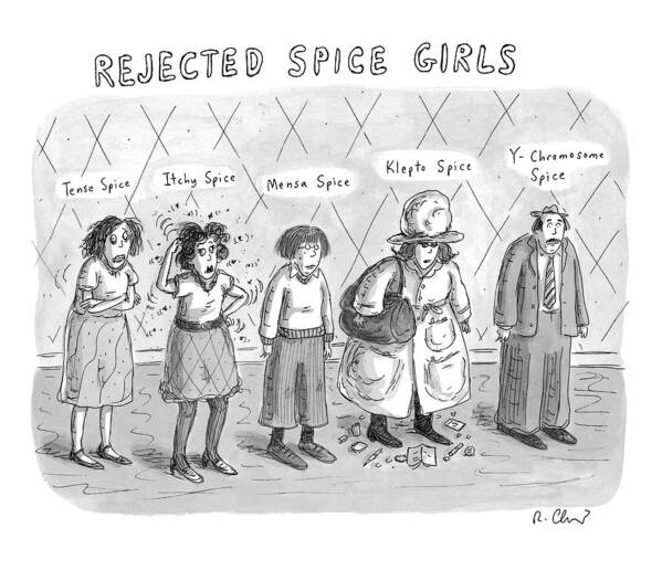 Spice Girls Poster featuring the drawing Rejected Spice Girls by Roz Chast