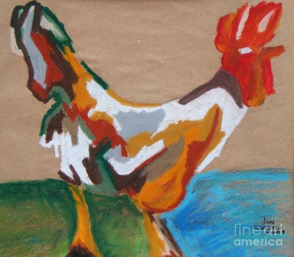 Abstract Rooster Poster featuring the drawing Rooster by Jon Kittleson