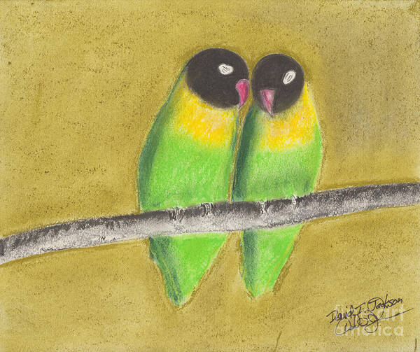 Birds Poster featuring the pastel Sleeping Love Birds by David Jackson