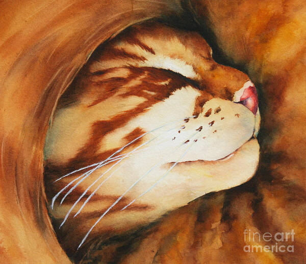 Cat Poster featuring the painting Spiral Cat by Glenyse Henschel