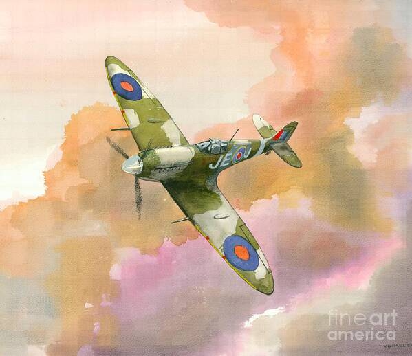 Supermarine Spitfire Poster featuring the painting Spitfire Study by Michael Swanson