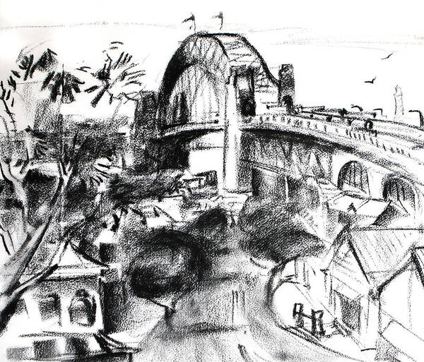 Charcoal Poster featuring the painting Sydney Daylight Study by Shirley Peters