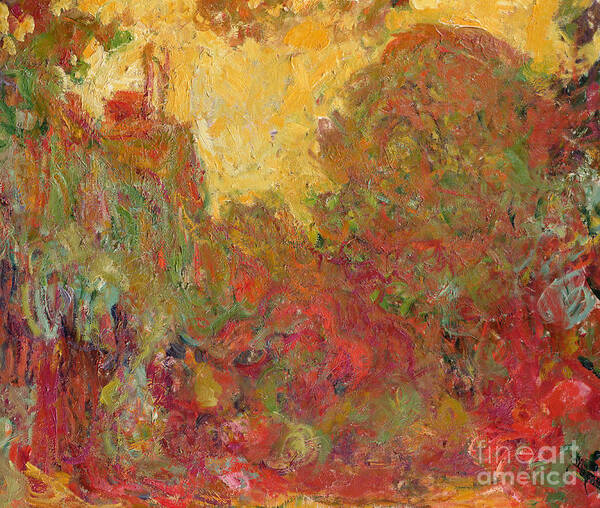 Abstract Poster featuring the painting The House seen from the Rose Garden by Claude Monet