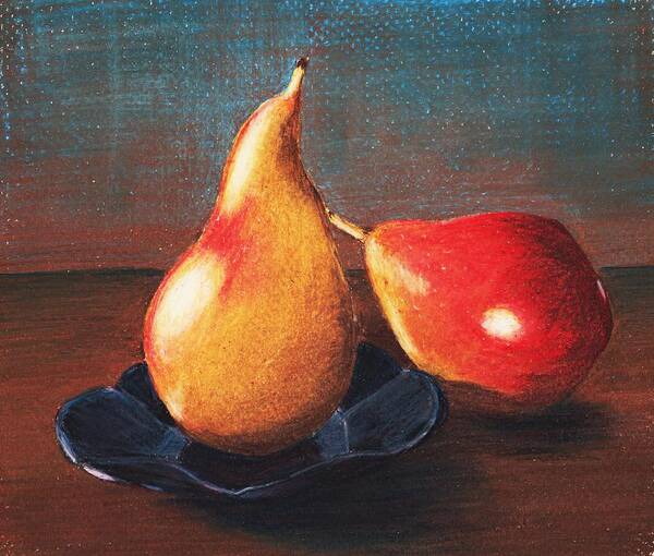 Interior Poster featuring the painting Two Pears by Anastasiya Malakhova