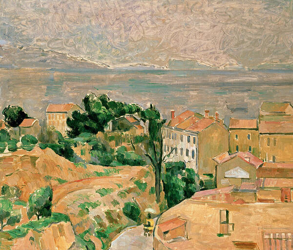 Landscape Poster featuring the painting View of L'Estaque by Paul Cezanne