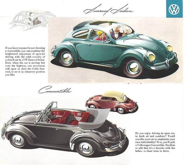 1958 Poster featuring the digital art Vintage Volkswagen Advert 1958 by Georgia Clare