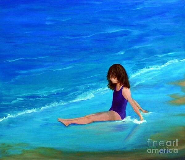 Little Girl Poster featuring the painting Gentle Waves #1 by Peggy Miller