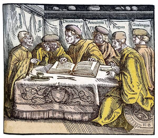 Artwork Poster featuring the photograph Humanist Scholars In Debate, 16th Century #1 by Middle Temple Library
