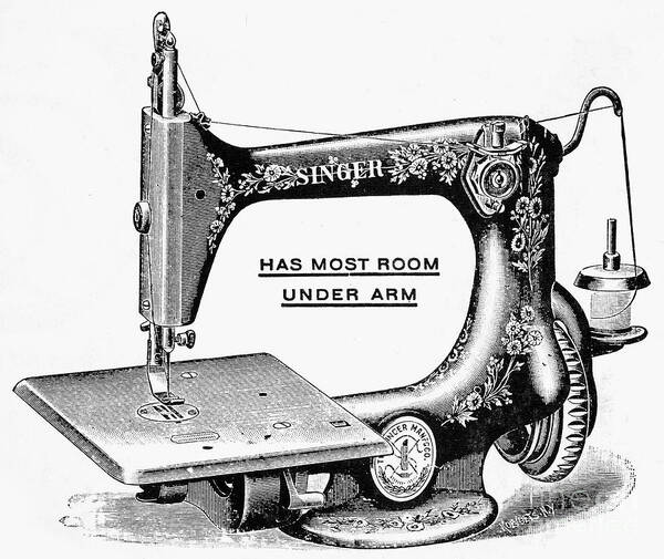 1890s Poster featuring the photograph Singer Sewing Machine #1 by Granger