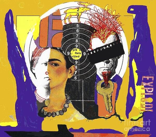 Collage Poster featuring the mixed media Collage Frida by Bill Thomson
